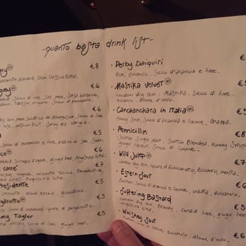 Quanto Basta - Il menù - Cocktail Bars Near Me - Lecce, LE