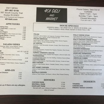 401 Deli - Menu - Delis Near Me - Exeter, Rhode Island