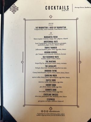 Menu photo 5 Prohibition Charleston, SC