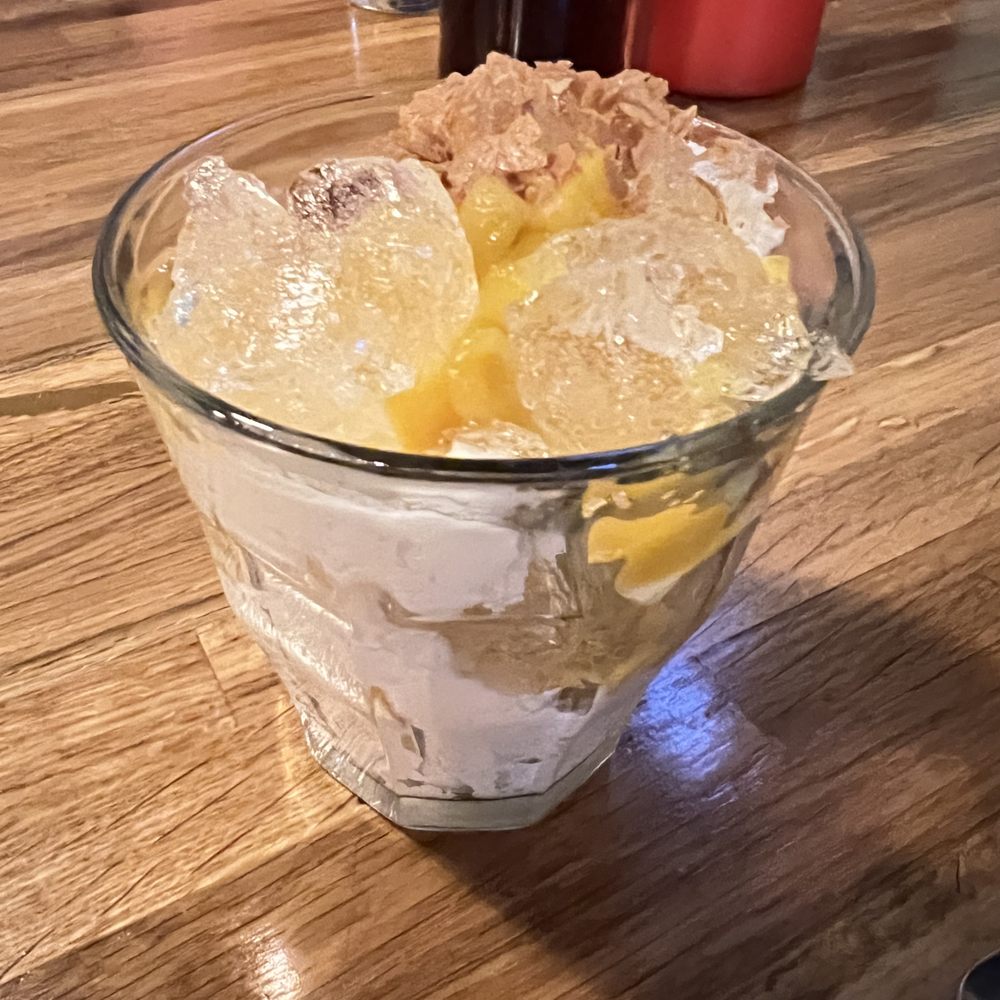 Fish & Whistle - mango and champagne parfait (3/2025) - Seafood Near Me - Biddeford, Maine