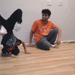 Winners Circle - Bboy Chris hitting a "freeze" in class.