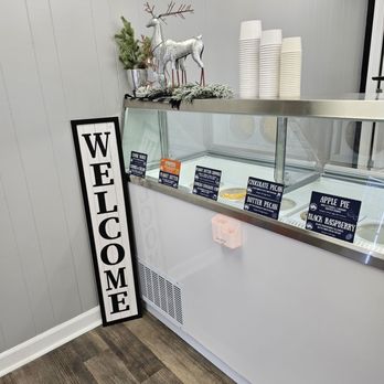 Down Home Creamery - The Welcome sign next to the ice cream freezer up front. - Ice Cream & Frozen Yogurt Near Me - Vinton, Virginia