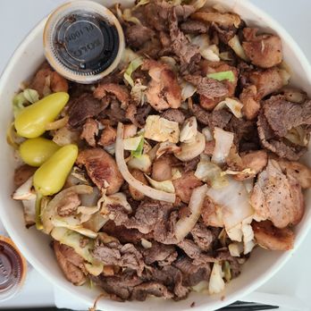 Olympic Burger - Beef and chicken teriyaki combo plate - This is the plate that keeps me as a happy return customer. - Burgers Near Me - Los Angeles, California Olympic Burger - Beef and chicken teriyaki combo plate - This is the plate that keeps me as a happy return customer. - Burgers Near Me - Los Angeles, California