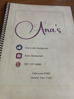 Menu photo 1 Ana's Café San Juan, PR Menu photo 1 Ana's Café San Juan, PR