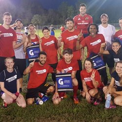 Gainesville Kickball - League Social Champions Celebrating