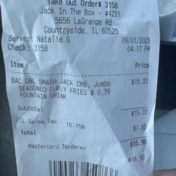 Jack in the box - Proof that this is not a fake review - Fast Food Near Me - Countryside, Illinois