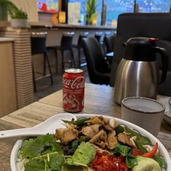 Chopfire - I had the hunan noodles with pork and green peppers along with the optional toppings and a coke combo. Great!