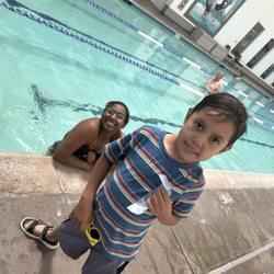 Waterworks Swim School - Glendora - Instructor Andreya and my little after he earned his level two ribbon !