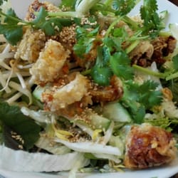 Asia Center - Reisnudeln mit Frühlingsrollen und Gemüse