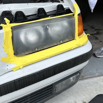 LusterFinish Mobile Auto Detailing - Before... clouded - yellow old headlights! Horrible looking! - Auto Detailing Near Me