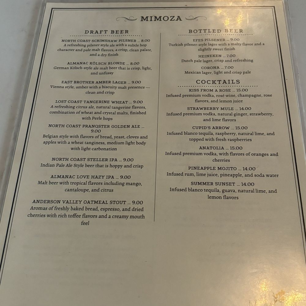 Mimoza Mediterranean Restaurant - Menu - Mediterranean Near Me - San Diego, California
