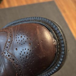 Greenfield Shoe Repair - Scuff from previous repair. This wasn't there when I dropped off the shoes to have the soles repaired around the 5th of January.