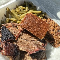 Beef Brisket Plate Green Beans Baked Beans with Meat Beef Brisket Plate Green Beans Baked Beans with Meat
