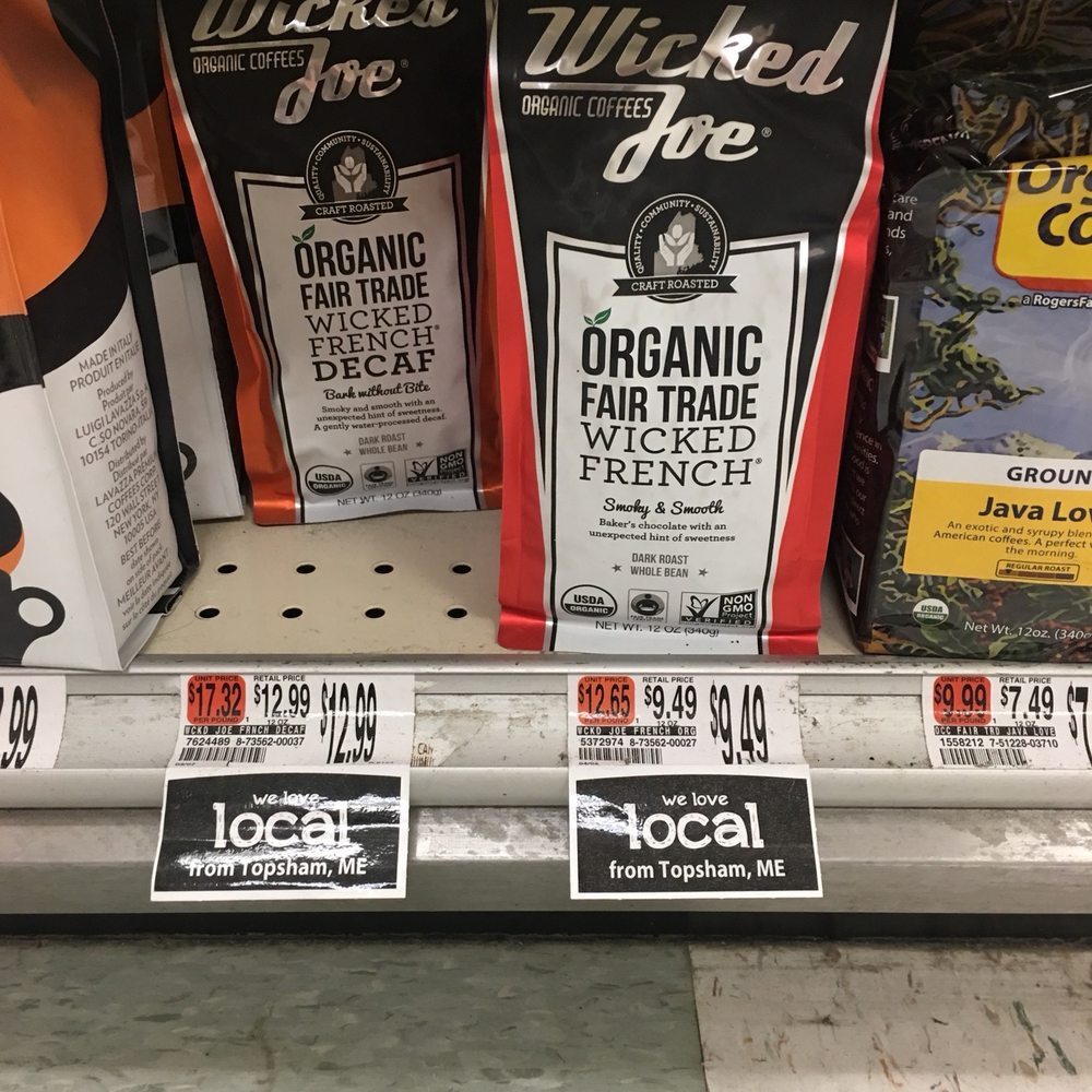 Bayside Supermarket - a display of organic fair trade products - Grocery Near Me - Milbridge, Maine