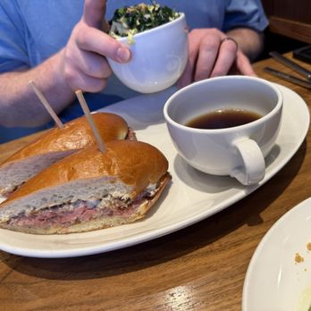 Nick's On State - Prime rib dip with salad - New American Near Me - Carlsbad, California Nick's On State - Prime rib dip with salad - New American Near Me - Carlsbad, California