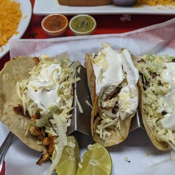 La Loteria - Mixed tacos (sub lettuce, cheese and sour cream for the onions and cilantro). You get 1 chicken, 1 steak and 1 shrimp plus rice and beans - Mexican Near Me - Petersburg, Virginia La Loteria - Mixed tacos (sub lettuce, cheese and sour cream for the onions and cilantro). You get 1 chicken, 1 steak and 1 shrimp plus rice and beans - Mexican Near Me - Petersburg, Virginia