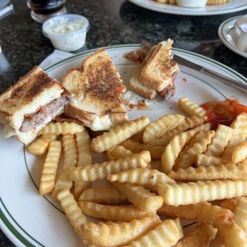 Groton Townhouse Restaurant - Patty melt with bacon and cheese side of fries served hot - American Near Me - Groton, Connecticut