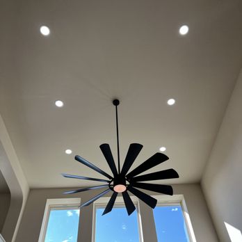 Howard-Dale Electrical Services - Here we installed six new canless LED light fixtures and a new ceiling fan on 20 foot ceiling in Forney, Tx. - Electricians Near Me - Dallas, Texas Howard-Dale Electrical Services - Here we installed six new canless LED light fixtures and a new ceiling fan on 20 foot ceiling in Forney, Tx. - Electricians Near Me - Dallas, Texas
