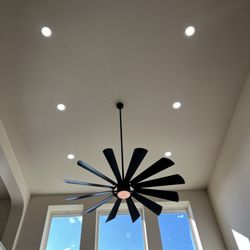 Howard-Dale Electrical Services - Here we installed six new canless LED light fixtures and a new ceiling fan on 20 foot ceiling in Forney, Tx.