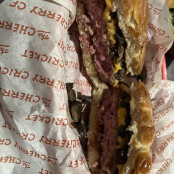 Cherry Cricket - Littleton - Build your own burger: American cheese, sautéed mushrooms, pretzel bun - New American Near Me - Littleton, Colorado Cherry Cricket - Littleton - Build your own burger: American cheese, sautéed mushrooms, pretzel bun - New American Near Me - Littleton, Colorado