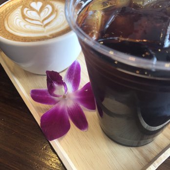 Cafein - Rose latte, and a cold brew. Both were very delicious - Coffee & Tea Near Me - Chantilly, Virginia