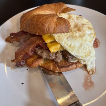 Charlie’s Place Eatery - Bacon Egg Cheeseburger Croissant  Super Yummy! - Breakfast & Brunch Near Me - Galena, Illinois