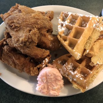 Metro Diner - Fried Chicken and Waffle Breakfast with Strawberry Butter!!!! Ya'll ... get this in your belly!!! - Diners Near Me - Pooler, Georgia Metro Diner - Fried Chicken and Waffle Breakfast with Strawberry Butter!!!! Ya'll ... get this in your belly!!! - Diners Near Me - Pooler, Georgia