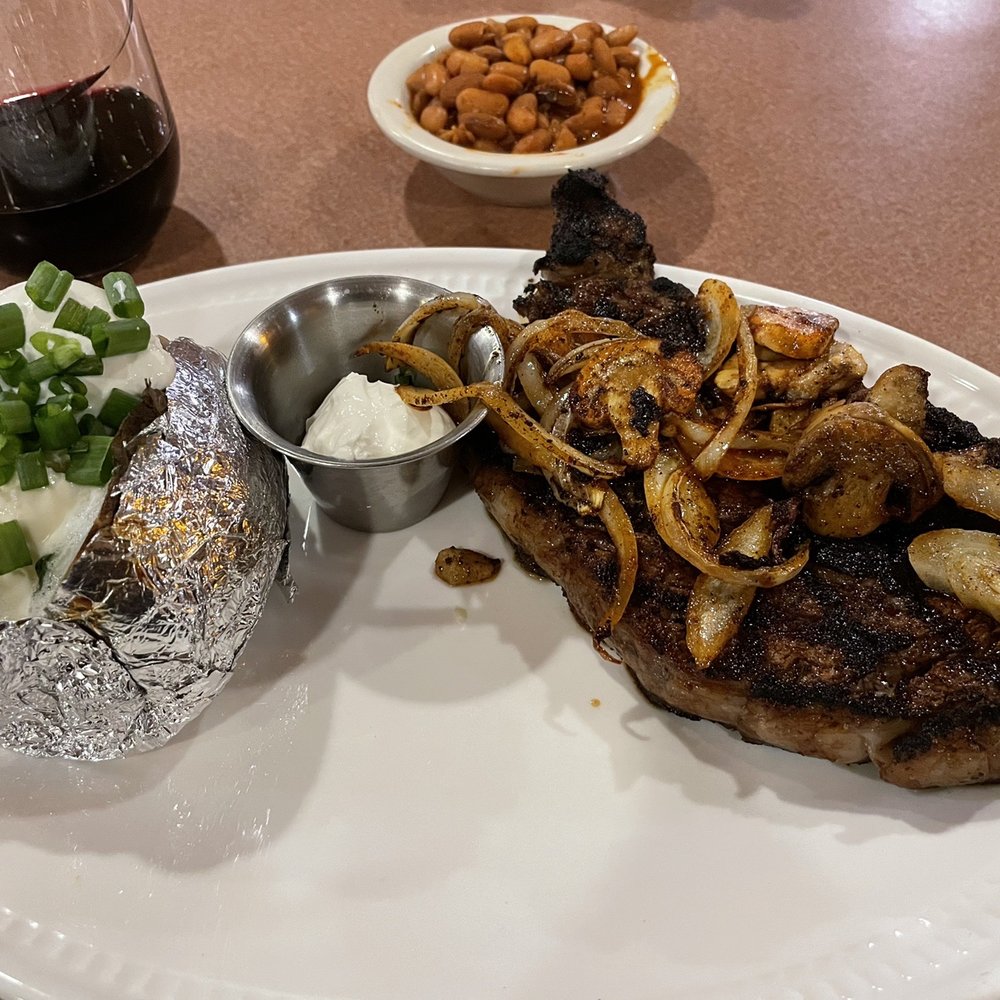 10oz Ribeye w/ mushrooms & onions