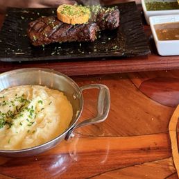 Wagyu steak served with BOXED mash potatoes - steak was under-seasoned & serving box mash should be a crime for a $50 entree Wagyu steak served with BOXED mash potatoes - steak was under-seasoned & serving box mash should be a crime for a $50 entree