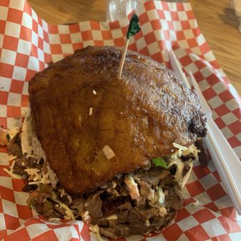 Maxi Arepa - Sweet beef patacon - Venezuelan Near Me - Katy, Texas Maxi Arepa - Sweet beef patacon - Venezuelan Near Me - Katy, Texas