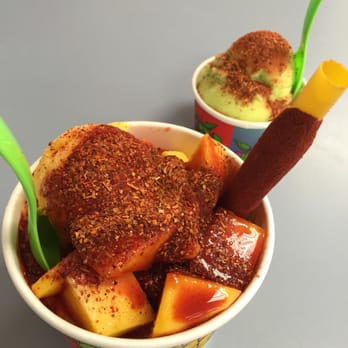 Tocumbos Ice Cream - Mangoneada and lime sorbet topped with chili powder. - Desserts Near Me - Murrieta, California Tocumbos Ice Cream - Mangoneada and lime sorbet topped with chili powder. - Desserts Near Me - Murrieta, California