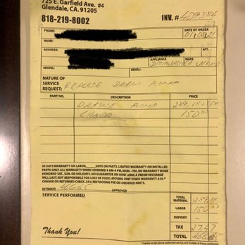 Robert's Kitchen Appliances Repair - Receipt/Warranty - Appliances & Repair Near Me - Glendale, California