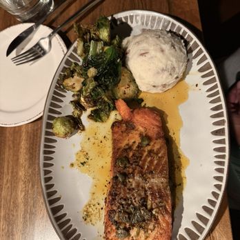 Lumi Restaurant - Salmon with Brussels A+ - Mediterranean Near Me - Minneapolis, Minnesota