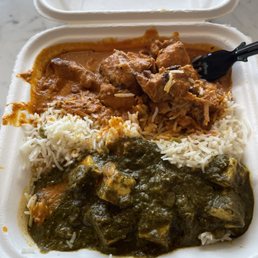 a meal in a styrofoam container
