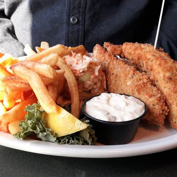 Lowell's Restaurant - Fish & Chips came with coleslaw and french fries. We requested "crispy" fries and that's what we got. - American Near Me - Seattle, Washington Lowell's Restaurant - Fish & Chips came with coleslaw and french fries. We requested "crispy" fries and that's what we got. - American Near Me - Seattle, Washington