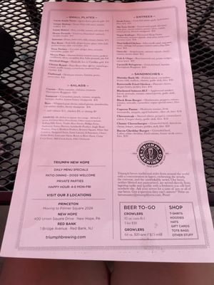 Menu photo 2 Triumph Brewing Company New Hope, PA Menu photo 2 Triumph Brewing Company New Hope, PA