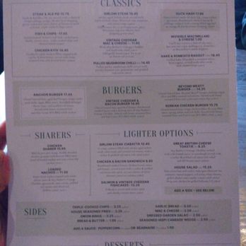 The Anchor - Menu as of May 2024 - Pubs Near Me - London, XGL
