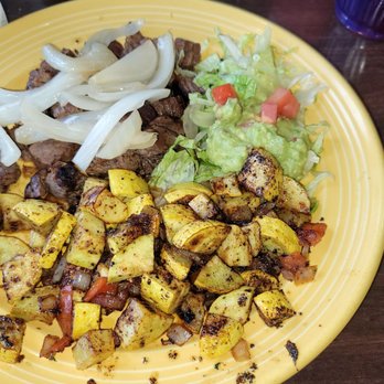 Las Palapas - Beef fajitas sub vegetables for bean and rice. Delicious. - Mexican Near Me - New Braunfels, Texas Las Palapas - Beef fajitas sub vegetables for bean and rice. Delicious. - Mexican Near Me - New Braunfels, Texas