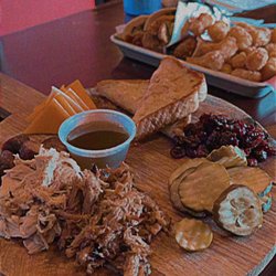 Smoke & Steel - Sample platter and snack wraps with tater tots