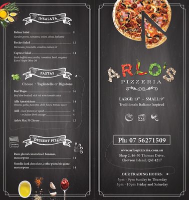 Menu photo 1 Arlo's Pizzeria Gold Coast, QLD