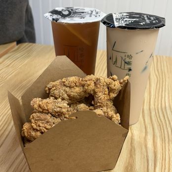 HA Tea Handmade - Popcorn Chicken & Drink (Wintermelon Tea w/ Lychee Jelly) and Grass Jelly Milk Tea - Juice Bars & Smoothies Near Me - Millbrae, California