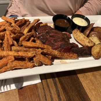 Stonebridge Grille - Ostrich Filet with sweet potato fries - New American Near Me - Parkton, Maryland