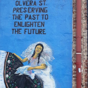 Olvera Street - Happy mural - Local Flavor Near Me - Los Angeles, California
