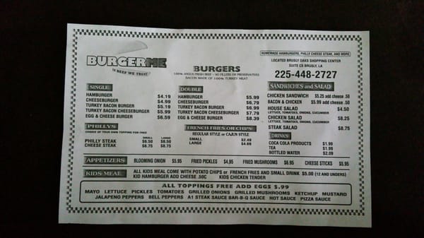 Menu photo 3 Burger Me Brusly, LA