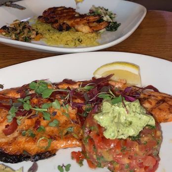 Delicia - Top: shrimp. Bottom: salmon. Not pictured: Empanadas and churros - Latin American Near Me - Indianapolis, Indiana Delicia - Top: shrimp. Bottom: salmon. Not pictured: Empanadas and churros - Latin American Near Me - Indianapolis, Indiana
