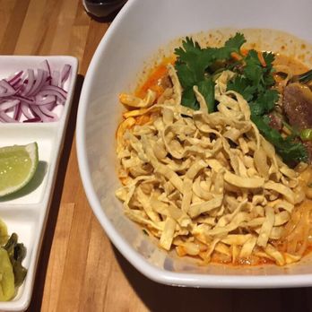 Manaow - Northern style curried noodles with beef. So good!!!! - Thai Near Me - Long Beach, California Manaow - Northern style curried noodles with beef. So good!!!! - Thai Near Me - Long Beach, California