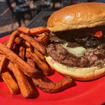 Mine Shaft Tavern - Shroom burger with sweets - American Near Me - Madrid, New Mexico