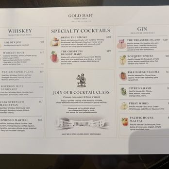 Gold Bar Distillery - Photo 7: Menu 2 of 2 - Distilleries Near Me - San Francisco, California