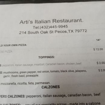 Arti’s Italian Restaurant - Pizza Near Me - Pecos, Texas Arti’s Italian Restaurant - Pizza Near Me - Pecos, Texas