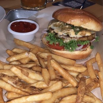 BJ's Restaurant & Brewhouse - Crispy Jalapeno Burger* - Pizza Near Me - Plano, Texas BJ's Restaurant & Brewhouse - Crispy Jalapeno Burger* - Pizza Near Me - Plano, Texas